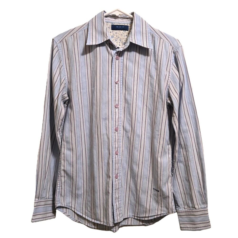 CHICK’S  Light Academia Blue Striped 100% Cotton Button-Down Shirt Women's S